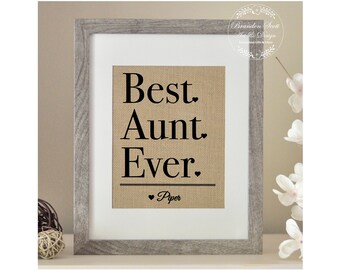 Best Aunt Ever Mother's Day Gift, Gift from Niece Nephew, Auntie Gift, Gift for Aunt, Burlap Mother's Day Gift, Gift for Aunt