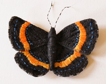 Butterfly Statement Fiber Art Brooch Metalmark Textile Insect Natural History Entomology Wildlife Woodland Nature Lover Jewelry Gift