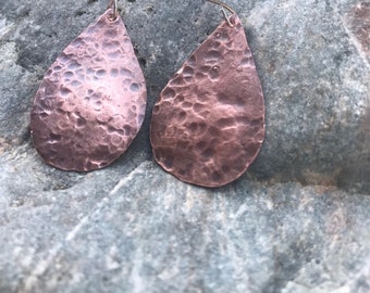 Teardrop Copper Earrings//Everyday Earrings//Boho//Gift//Copper Jewlery