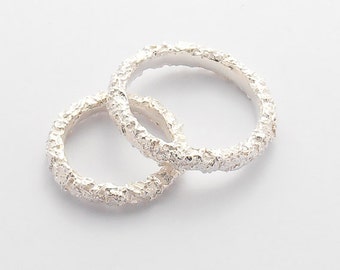 Puro argento Matching Wedding Bands - Unique Wedding Band Set - sottili bande di nozze