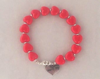 Will you marry me bracelet, Will you marry me jewellery, Valentines bracelet, Valentines jewellery, heart bracelet, Valentines charm