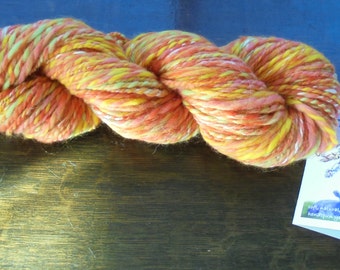 GELATO Soft Handspun Yarn, Thick and Thin Yarn, 2-ply Handspun Yarn, Squishy Yarn, Merino Yarn, Silk Yarn, Worsted-Weight Handspun, Wool