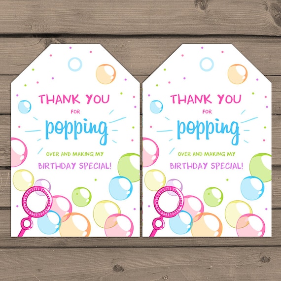 Bubbles Favor tags Birthday Thank you tags Popping over Label