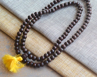 Rosewood Beads, Dark Wood Beads, Prayer Beads, Wooden Beads, Wood Bead, Wood Neckace, Prayer Mala, Rosewood Beads, 108 Wood Beads, LUM14-2