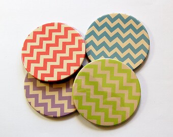 Coasters, Chevron Coasters, Wine Coasters, Drink Coasters, Hostess Gift, Housewarming Gift, Stocking Stuffer, Chevron, Tableware (5027)