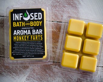 Wax Melts Monkey Farts scented, Candle Tarts, Wax tarts, Room Fragrance, Clamshell Melts, Wax warmer, Flame less Candle, No burn, Soy Wax