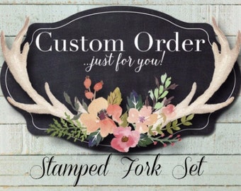 Stamped Wedding Forks, Set of 2, Custom Message Fork Set, Custom Wedding Forks, Engagement Gift, Bridal Shower Gift, Wedding Gift, Vintage