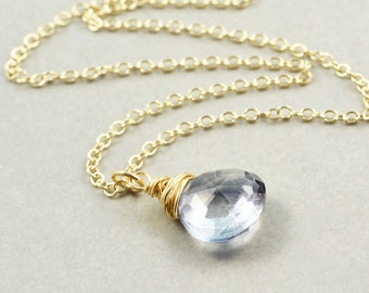 Gray Quartz Necklace, Stone Pendant Necklace, Neutral Necklace