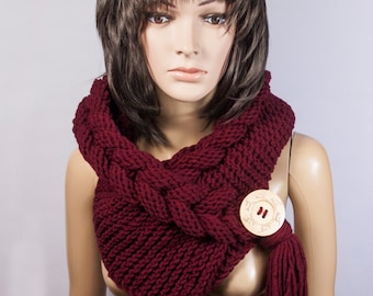 Hooded Scarf, Scarf, Hood, scarf hooded, Chunky scarf, Wool cowl | 577