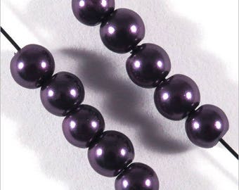 100 Pearly beads 4 mm indigo blue Czech glass