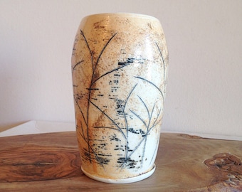 Vintage Studio Pottery Vase Abstract Meadow