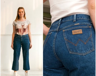 Vintage Wrangler Jeans High Waisted Jeans Wrangler Cropped Jeans High Waist 30 Womens Crop Leg Jeans Small Medium Straight Leg Jeans W30 S M