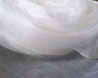 Pure 100% silk scrim margilan (made in Uzbekistan) for nunofelting. Colour white. price for 1 meters, width 36 inch