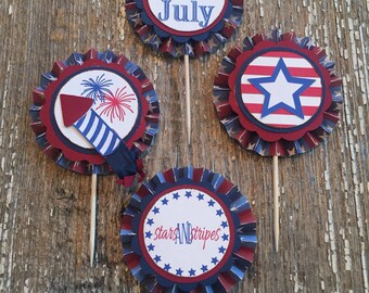 4th of July Cupcake Toppers (Set of 12)