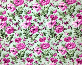 Pink floral fabric by the yard by Rhapsody for SSI / Flower print