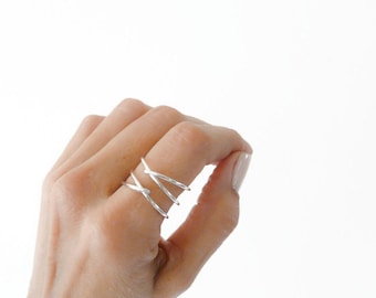 Criss Cross Sterling Silver Ring Index Finger Mid Finger Ring For Women Handmade Jewelry For Her Gifts Under 25