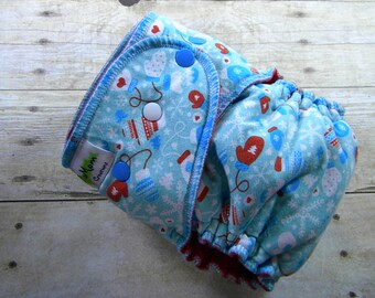 Winter Mittens One Size Hybrid Fitted Diaper {Serged}