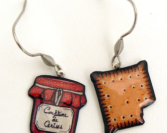 Cherry jam and cake earrings
