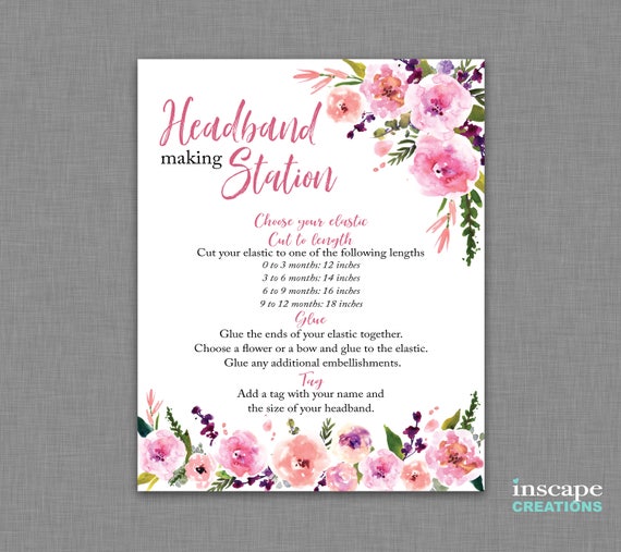 Headband Making Station Sign Printable Headband Instructions