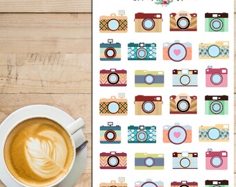 Vintage Colourful Cameras Planner Stickers (S-060)