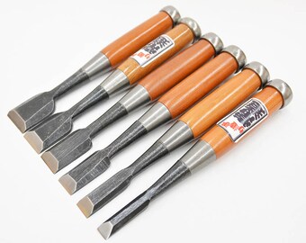6PC Japanese Wood Turning Chisels, Engraved Gouges, 9 / 12 / 15 / 18/ 21 / 24mm High Quality wooden carving tools, Made in Japan