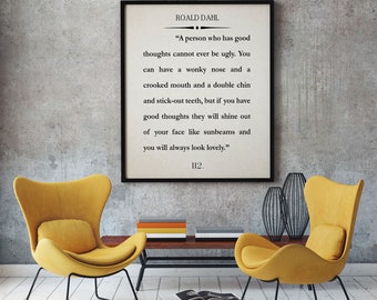 Roald Dahl Book Art Poster Roald Dahl Motivational Quote Inspiring Quote Roald Dahl Literature Roald Dahl Vintage Style Print Literary Wall