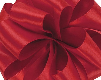 New Single Faced Red Satin Ribbon 1-1/2" wide. Red Satin Ribbon