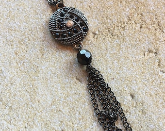 Metal Pendant with Rhinestones, Metal Necklace, Jewelry, Womens Jewelry, For Her