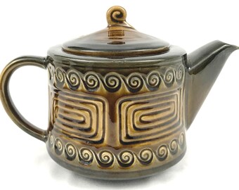 Unique Vintage Teapot, Ceramic Teapot, Sylvac Teapot, Mid Century, Vintage Sylvac, Totem Range, Brown Glaze, Unique Serving, Afternoon Tea