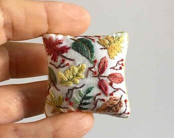 Miniature pillow. Hand embroidered Hand made