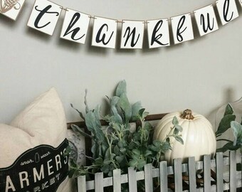 Thankful Banner, Thanksgiving Banner, Autumn Banner, Fall Decor, Fall Wedding Decor, Farmhouse decor.