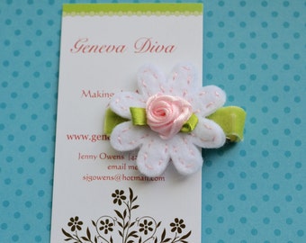 Dainty Pink Rosette Felt Flower Clip