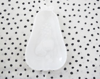 Vintage 1970s Milk Glass Pear Dish