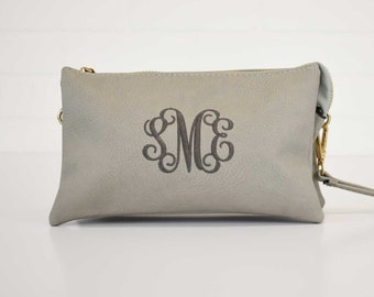 Monogrammed Crossbody Clutch | Monogram Clutch | Vegan Leather | Crossbody Bag | Wristlet Wallet | Birthday Gift | Bridesmaid Gift | Monroe