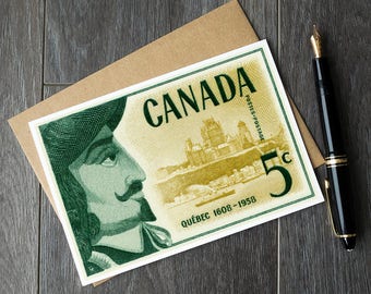 Unique Quebec posters, Samuel de Champlain quebec, quebec canada cards, quebec birthday cards, quebec christmas cards, quebec retirement