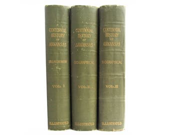 The Centennial History of Arkansas - vintage three volume set from 1922 - Free US Shipping