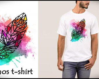 T SHIRT UOMO MAN - Feather - size s m l xl - by cosmostshirt designer