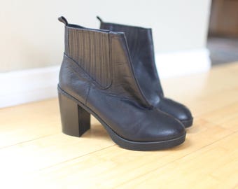 vintage black ankle boots booties womens 7 1/2