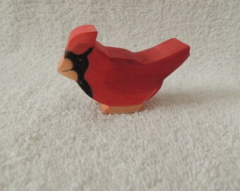 Christmas bird/Cardinal wooden waldorf toy