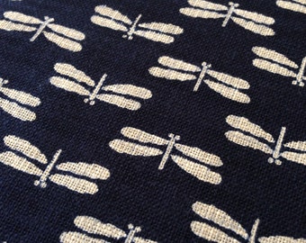 Sevenberry dragonfly tombo navy indigo blue Japanese cotton fabric
