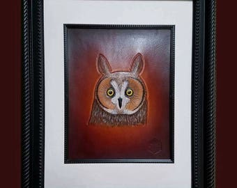 Owl Portrait in Leather