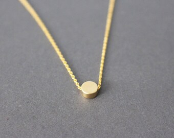 Gold dot necklace, tiny gold dot necklace, gold disc necklace, gold dot necklace - minimal