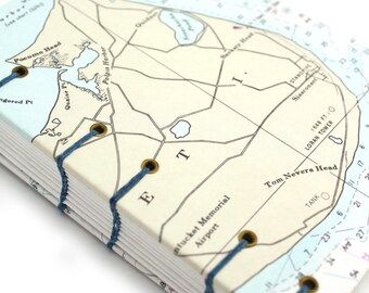 Map Journal - Unlined Journal - Siasconset Nantucket Journal - made from Nautical Charts by Ruth Bleakley - 160 pages