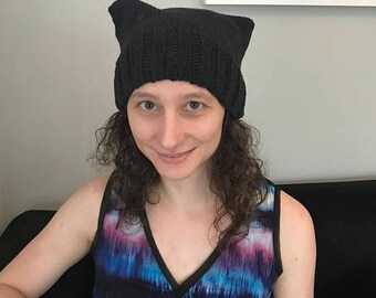 solid black 100% cotton pussy hat : all proceeds to NAACP