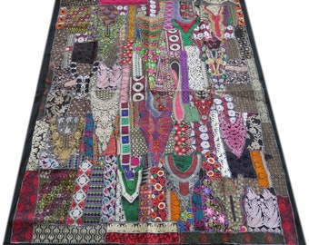 Boho bedding - patchwork quilt bohemian throw hippie bedroom decor vintage sari colorful bedspread gypsy bedding Indian bedspread king queen