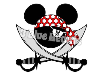 Pirate with Sword bandana Mickey head svg studio dxf pdf jpg png