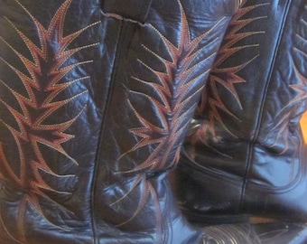 Vintage Nocona Men's Cowboy Western Pre-Used Boots Black Leather