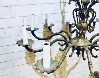 Stunning Vintage Chandelier | Large 10-Arm | Hollywood Regency | Antique Brass | Lighting