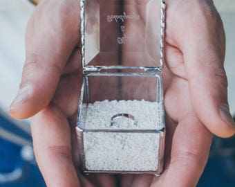 Personalized Engagement Ring Box Cube Jewelry storage Wedding Planner Engagement rings Ring Dish Personalized gift for women