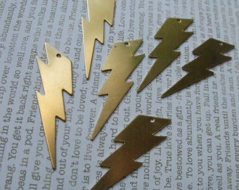Big Lightning Bolt 40mm Brass Charms 6 Pcs
